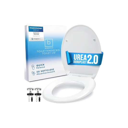 Oval white toilet seat by the brand Benkstein