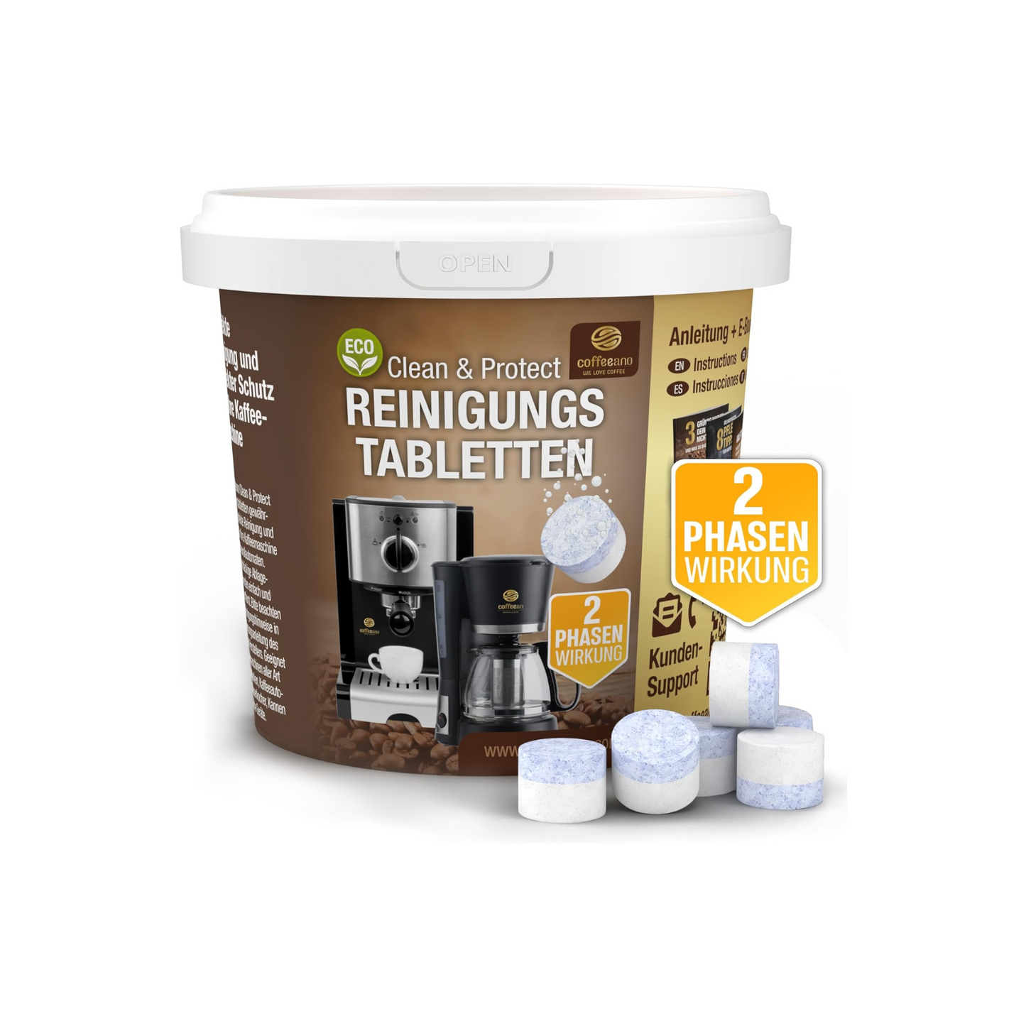 2-phase cleaning tabs from the Coffeeano brand